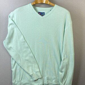 Charleston Threads Pullover Mens Large V‎ Neck Shirt Sweatshirt Light Green Teal